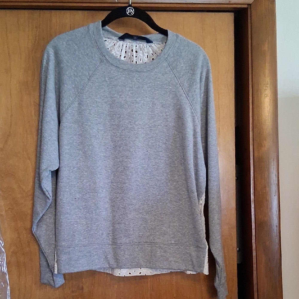 RACHEL Rachel Roy Gray and White Lace Top